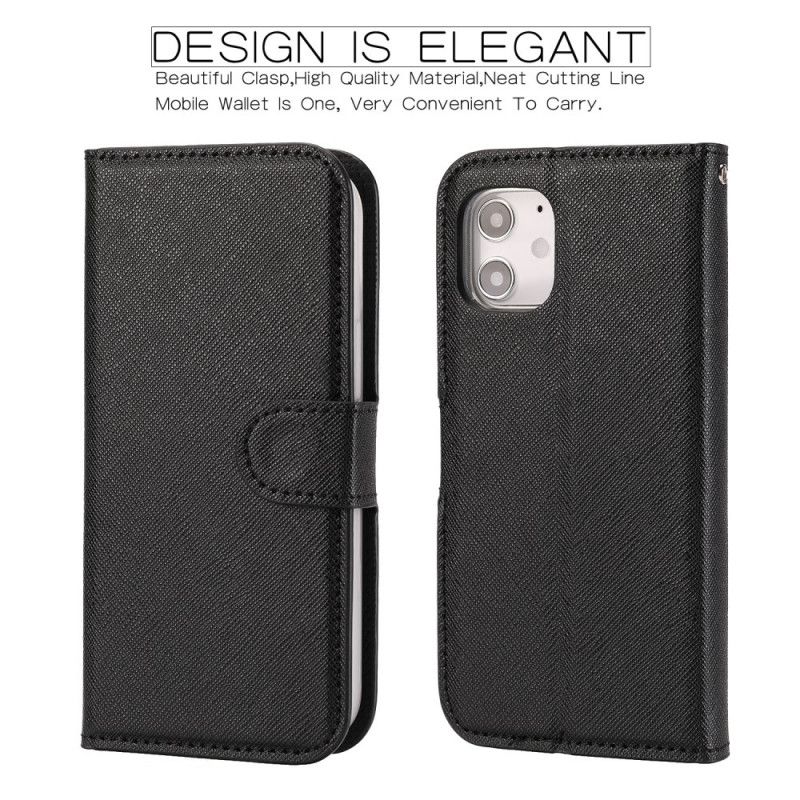 Leren Hoesje iPhone 12 Mini Rood Zwart Gestructureerd Met Afneembare Schaal
