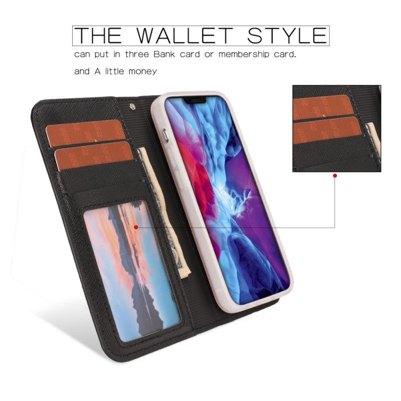 Leren Hoesje iPhone 12 Mini Rood Zwart Gestructureerd Met Afneembare Schaal
