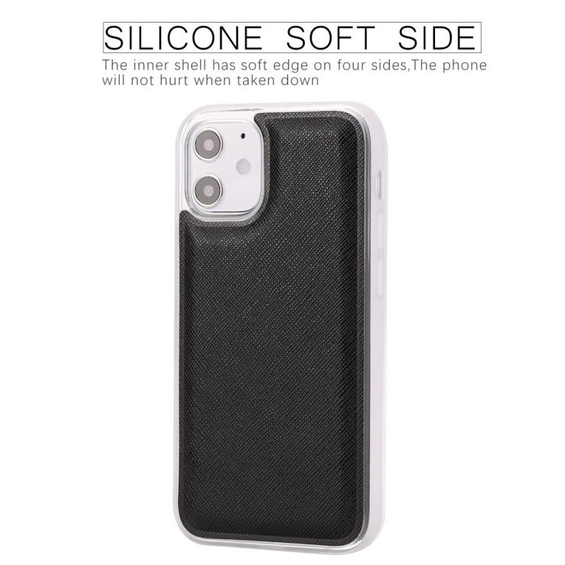 Leren Hoesje iPhone 12 Mini Rood Zwart Gestructureerd Met Afneembare Schaal