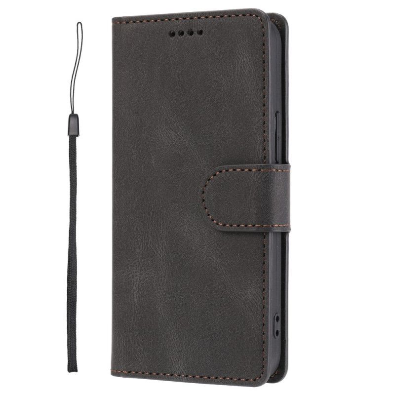 Leren Hoesje iPhone 12 Mini Rood Zwart Klassieke Retro Leerstijl