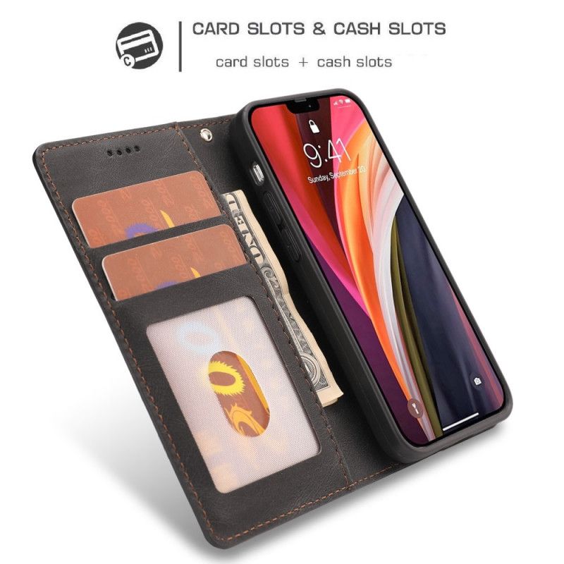 Leren Hoesje iPhone 12 Mini Rood Zwart Klassieke Retro Leerstijl
