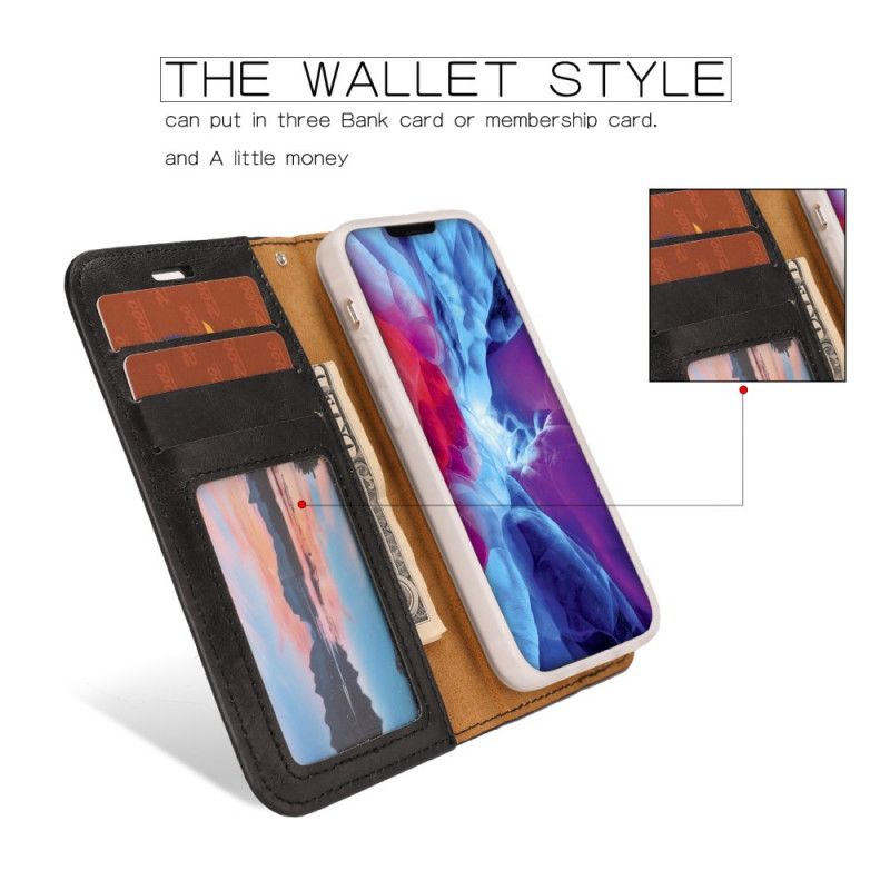 Leren Hoesje iPhone 12 Mini Rood Zwart Telefoonhoesje Afneembare Schaal In Verouderd Leer