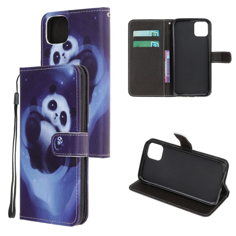 Leren Hoesje iPhone 12 Mini Telefoonhoesje Pandaruimte Met String