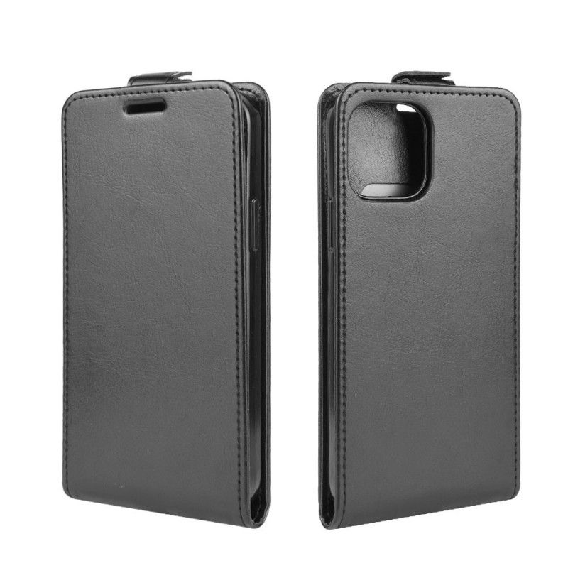 Leren Hoesje iPhone 12 Mini Wit Zwart Opvouwbaar
