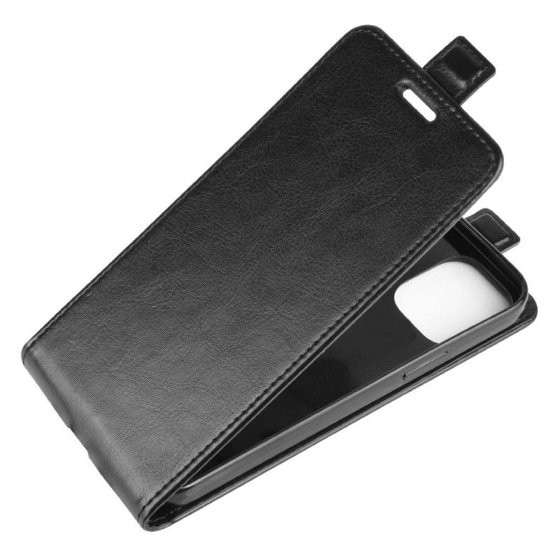 Leren Hoesje iPhone 12 Mini Wit Zwart Opvouwbaar
