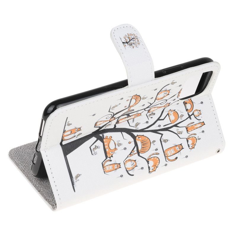 Leren Hoesje voor iPhone 12 Mini Funky Katten Met String