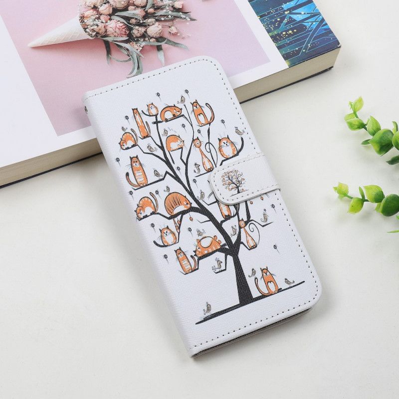 Leren Hoesje voor iPhone 12 Mini Funky Katten Met String