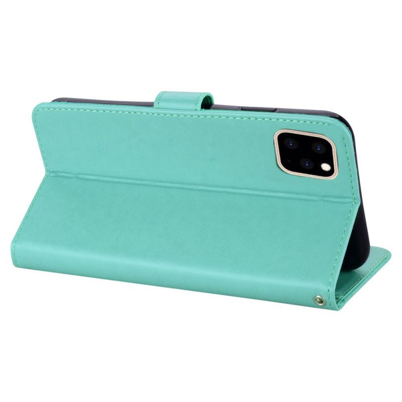 Leren Hoesje voor iPhone 12 Mini Groen Magenta Uilenmandala En Bedel