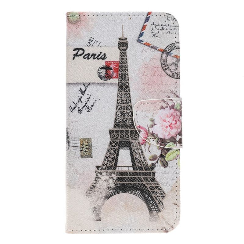 Leren Hoesje voor iPhone 12 Mini Retro Eiffeltoren