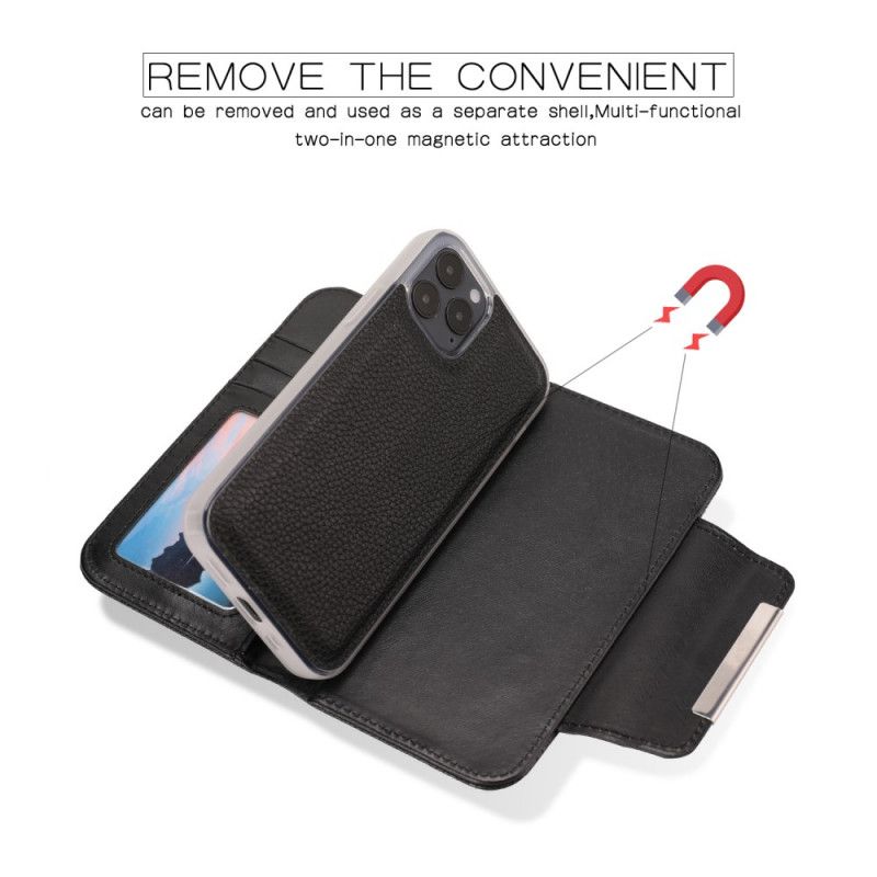 Leren Hoesje voor iPhone 12 Mini Rood Zwart Afneembare Schaal