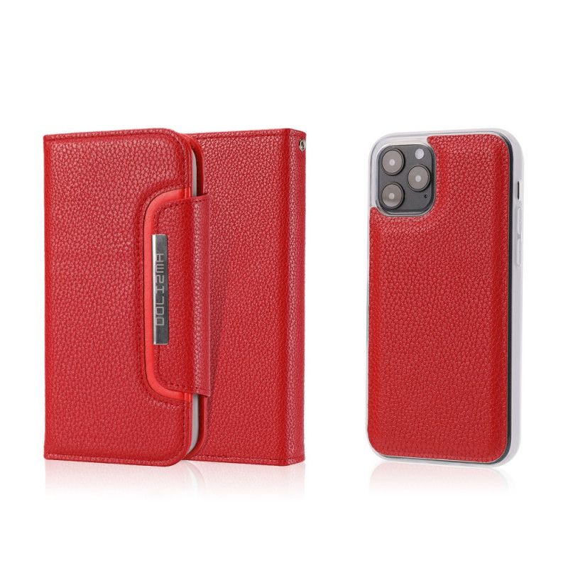 Leren Hoesje voor iPhone 12 Mini Rood Zwart Afneembare Schaal
