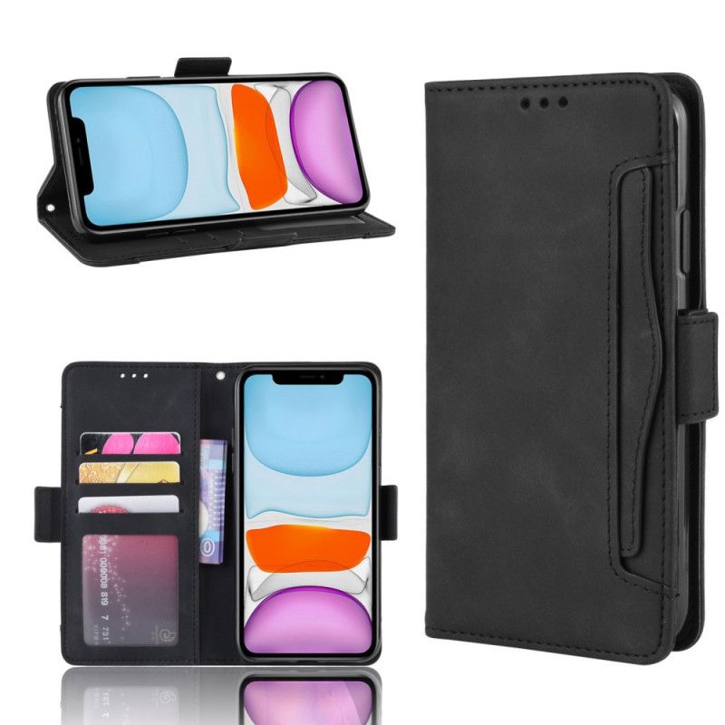 Leren Hoesje voor iPhone 12 Mini Rood Zwart Koningsklasse Met Meerdere Kaarten