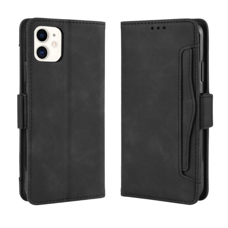 Leren Hoesje voor iPhone 12 Mini Rood Zwart Koningsklasse Met Meerdere Kaarten