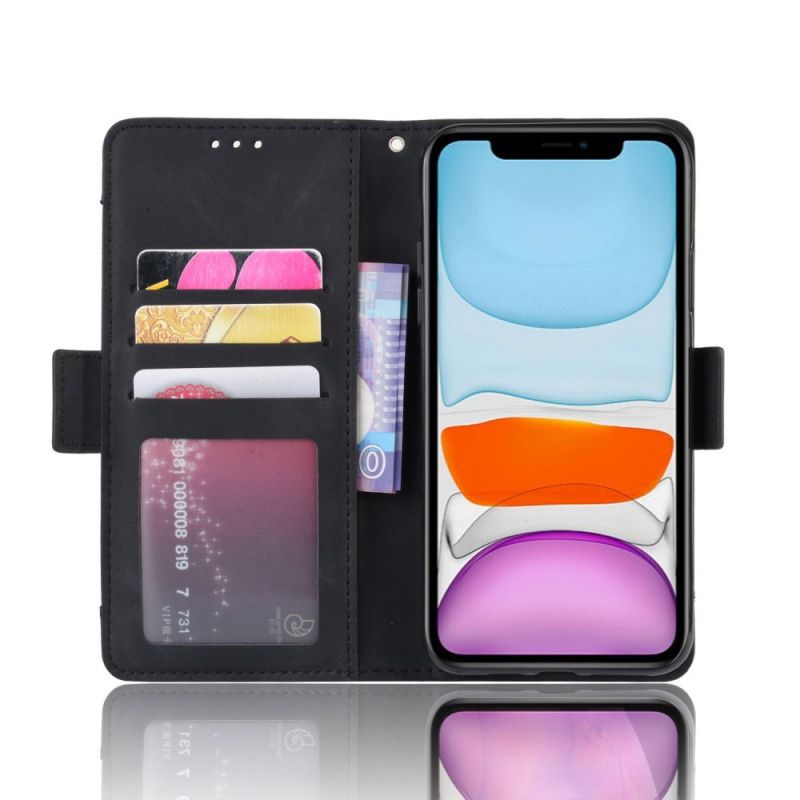 Leren Hoesje voor iPhone 12 Mini Rood Zwart Koningsklasse Met Meerdere Kaarten