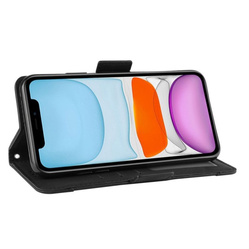 Leren Hoesje voor iPhone 12 Mini Rood Zwart Koningsklasse Met Meerdere Kaarten