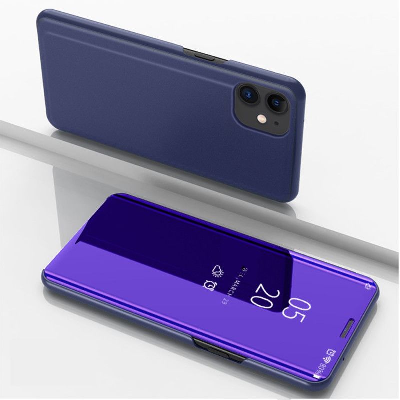 View Cover iPhone 12 Mini Donkerblauw Zwart Simplistische Spiegel