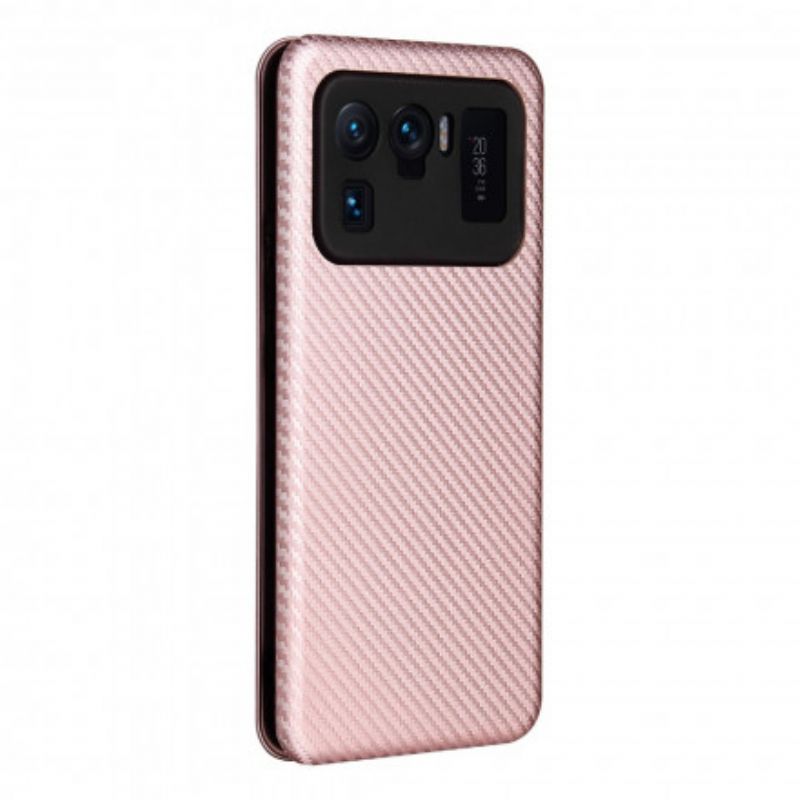 Folio-hoesje Xiaomi Mi 11 Ultra Koolstofvezel Met Steunring