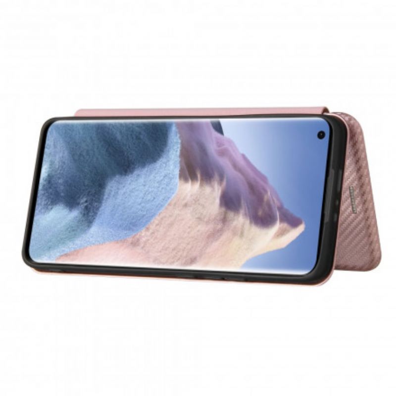 Folio-hoesje Xiaomi Mi 11 Ultra Koolstofvezel Met Steunring