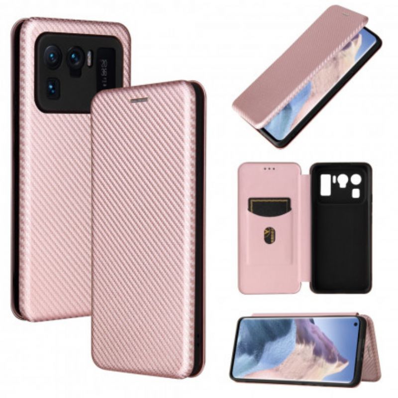 Folio-hoesje Xiaomi Mi 11 Ultra Koolstofvezel Met Steunring