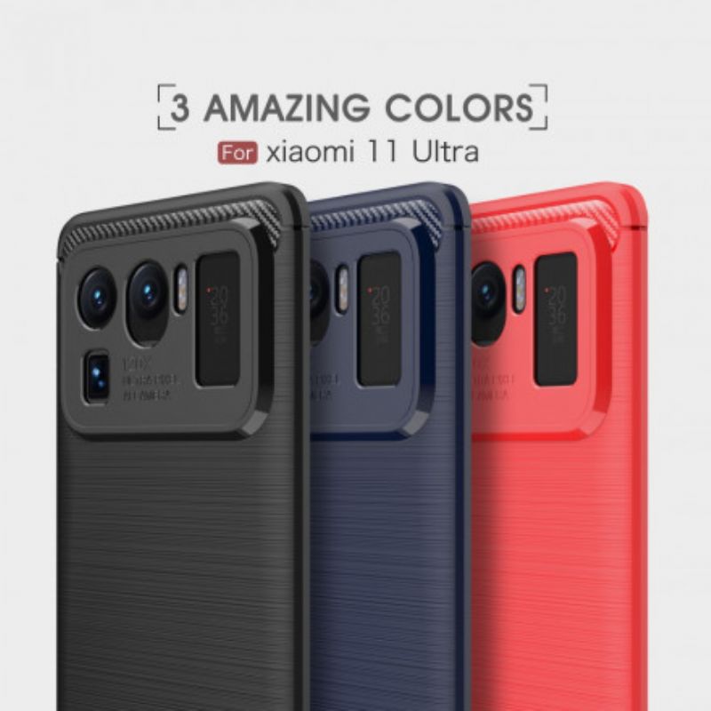 Hoesje Voor Xiaomi Mi 11 Ultra Geborstelde Koolstofvezel