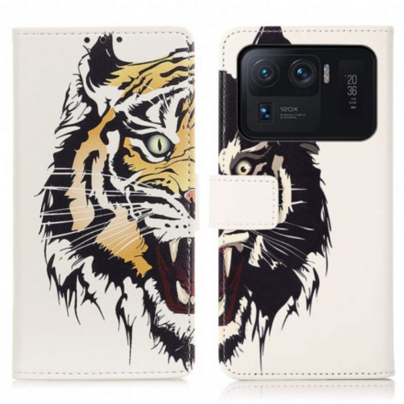 Leren Hoesje Voor Xiaomi Mi 11 Ultra Felle Tijger