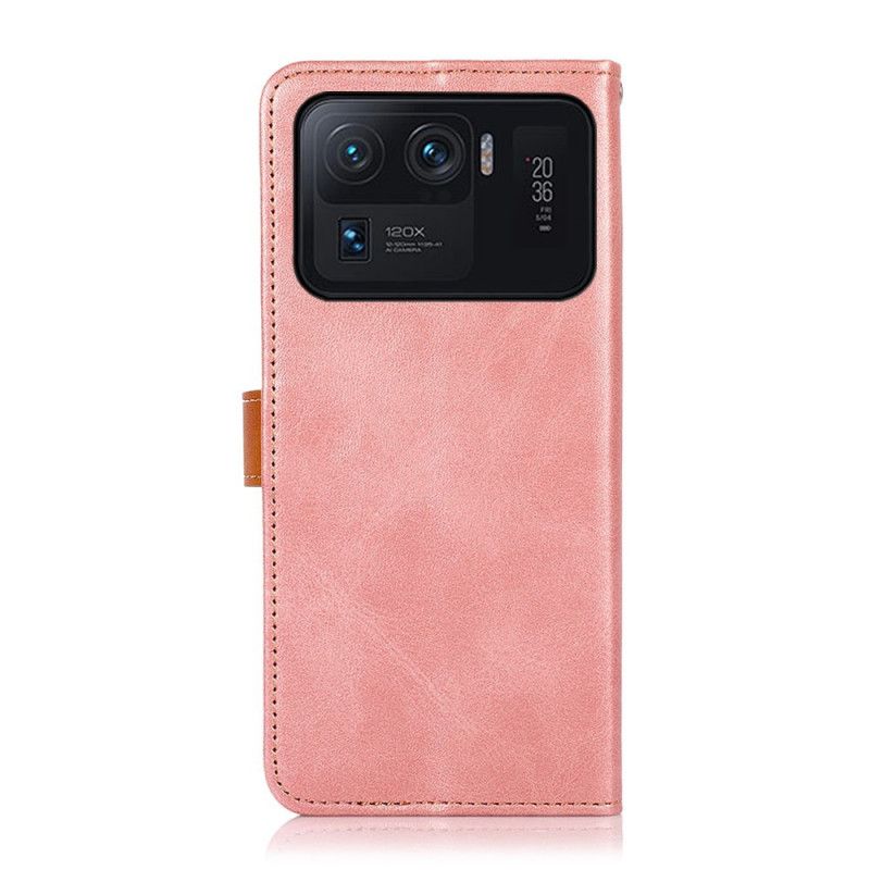 Leren Hoesje Voor Xiaomi Mi 11 Ultra Tweekleurige Gouden Sluiting Khazneh