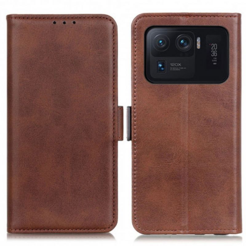 Leren Hoesje Xiaomi Mi 11 Ultra Dubbele Klep Bescherming Hoesje