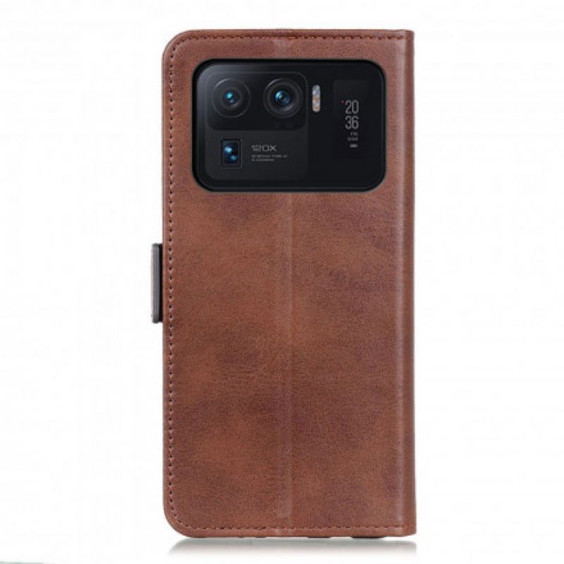 Leren Hoesje Xiaomi Mi 11 Ultra Dubbele Klep Bescherming Hoesje