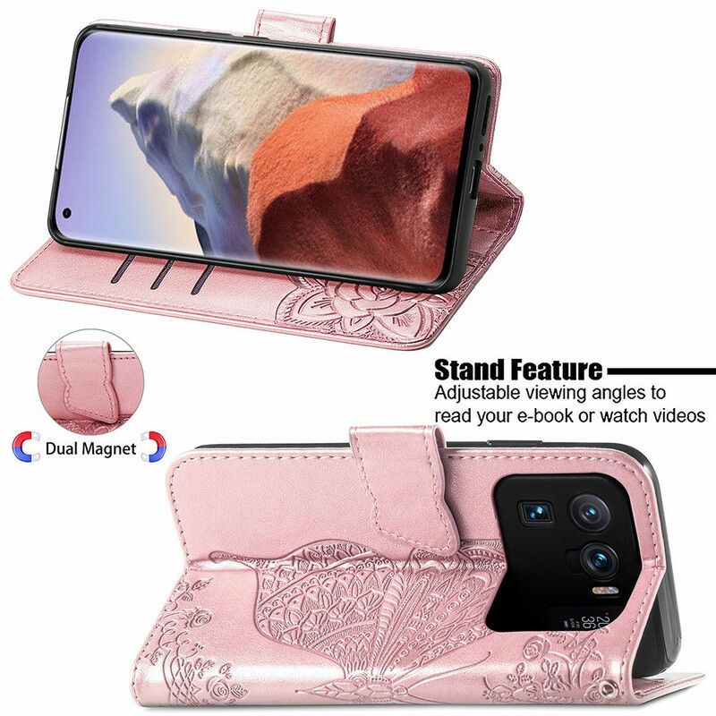 Leren Hoesje Xiaomi Mi 11 Ultra Halve Vlinders Bescherming Hoesje