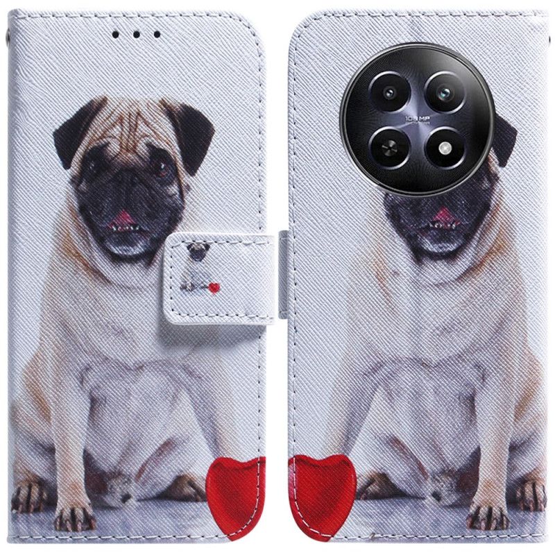 Leren Hoesje Realme 12 / 12x 5g Mopshond Bescherming Hoesje