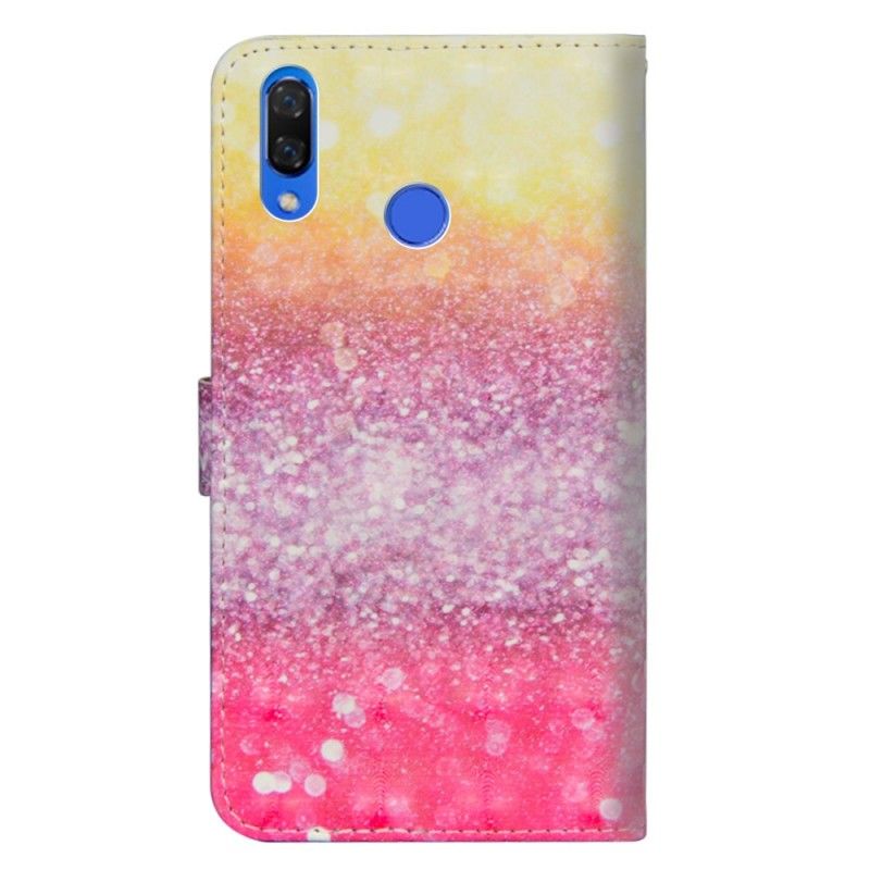 Cover Folio-hoesje Honor 8X Telefoonhoesje Verloop Magenta Glitter