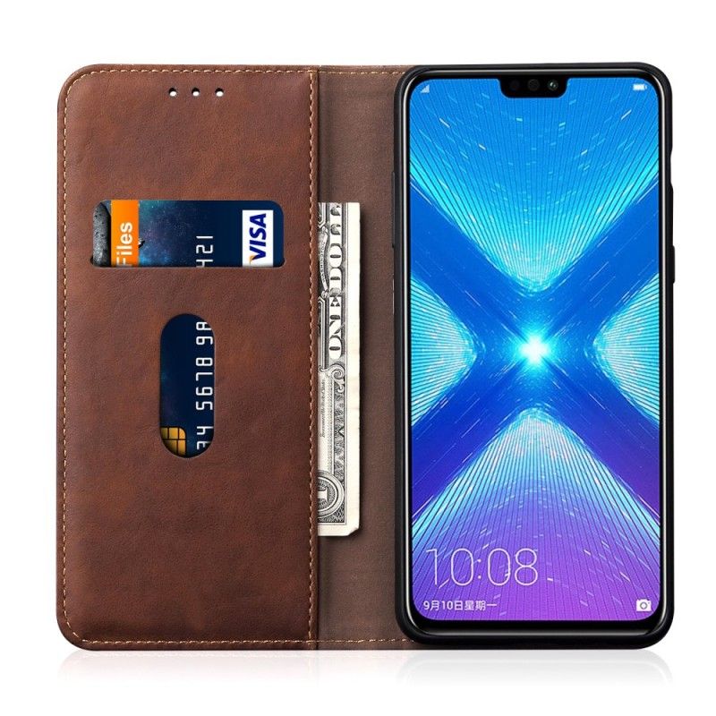 Folio-hoesje Honor 8X Rood Zwart Gestikt Leereffect