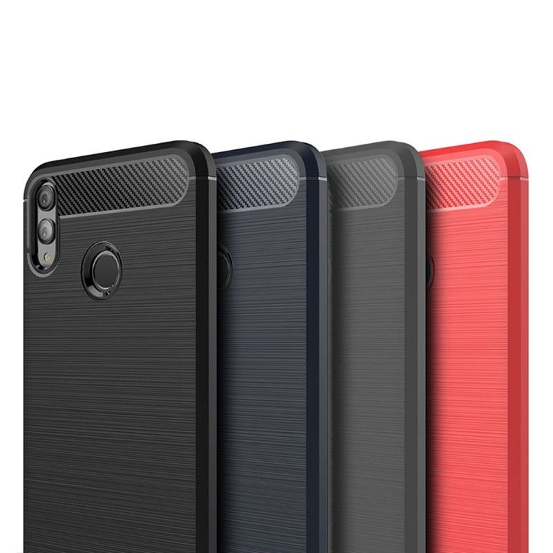 Hoesje Honor 8X Grijs Zwart Geborsteld Koolstofvezel