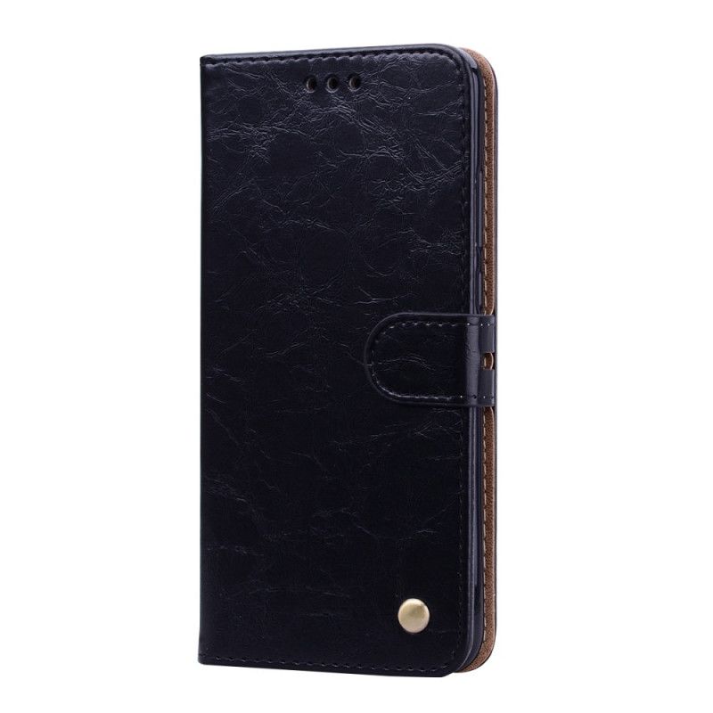 Leren Hoesje Honor 8X Donkerblauw Zwart Hoed Prins Vintage Olie Wax