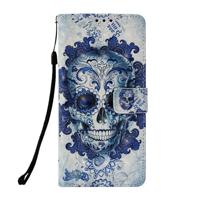 Leren Hoesje voor Honor 8X Blauwe Schedel