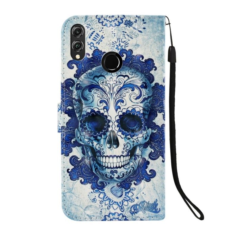Leren Hoesje voor Honor 8X Blauwe Schedel