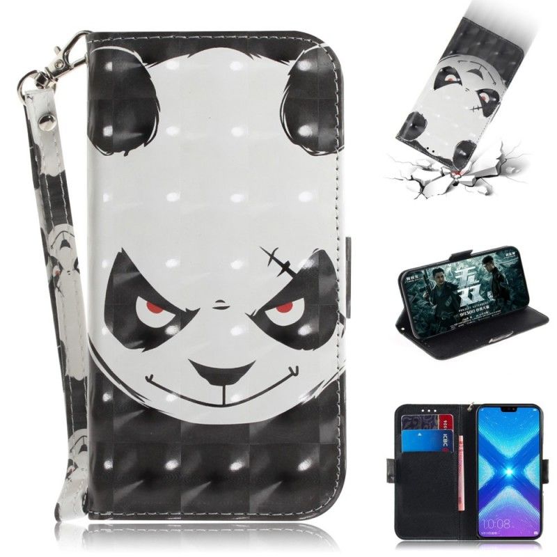 Leren Hoesje voor Honor 8X Boze Panda Met String