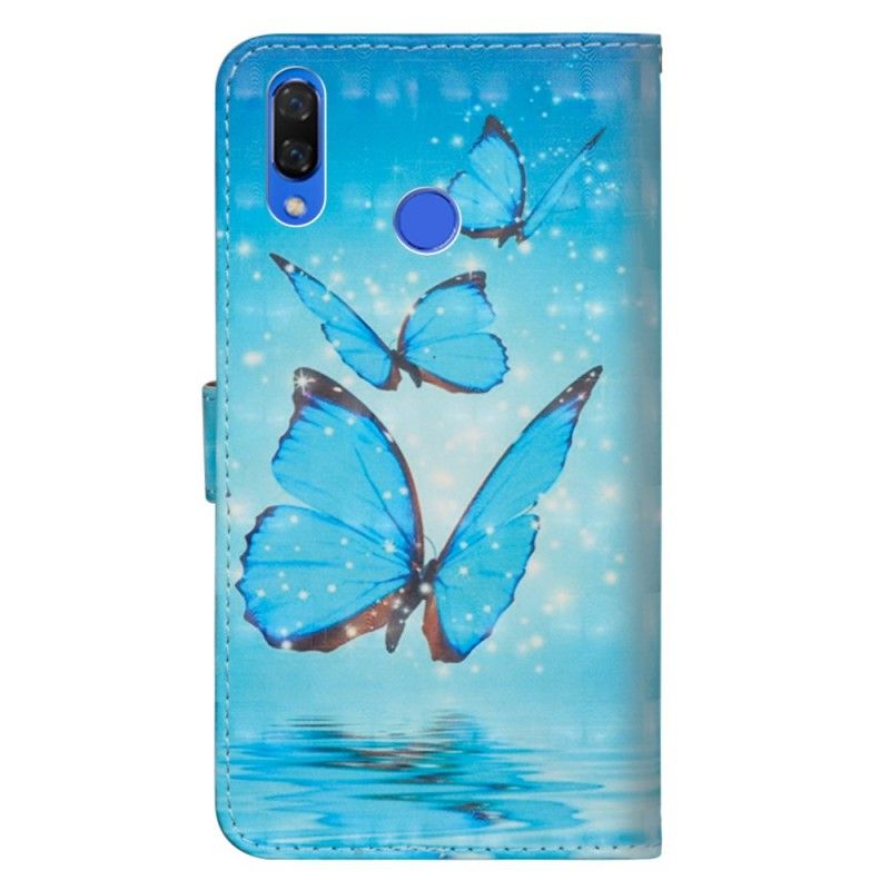 Leren Hoesje voor Honor 8X Vliegende Blauwe Vlinders