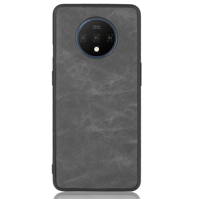 Case Hoesje OnePlus 7T Donkerblauw Grijs Telefoonhoesje Premium Leereffect