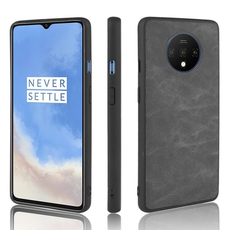 Case Hoesje OnePlus 7T Donkerblauw Grijs Telefoonhoesje Premium Leereffect