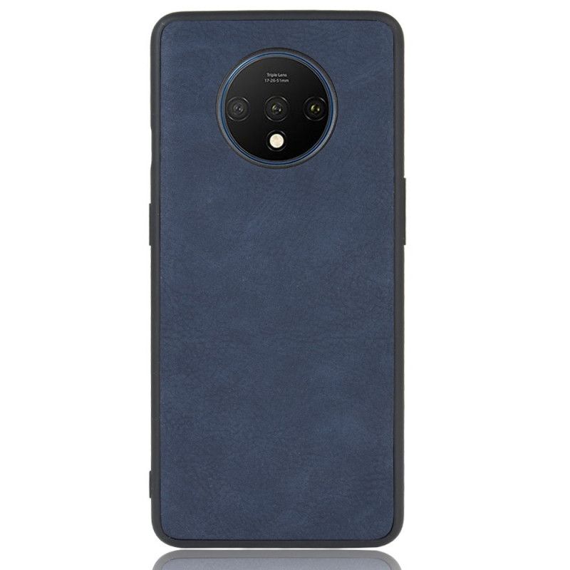 Case Hoesje OnePlus 7T Donkerblauw Grijs Telefoonhoesje Premium Leereffect