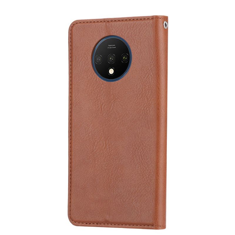 Folio-hoesje OnePlus 7T Rood Zwart Kaarthouder Van Imitatieleer