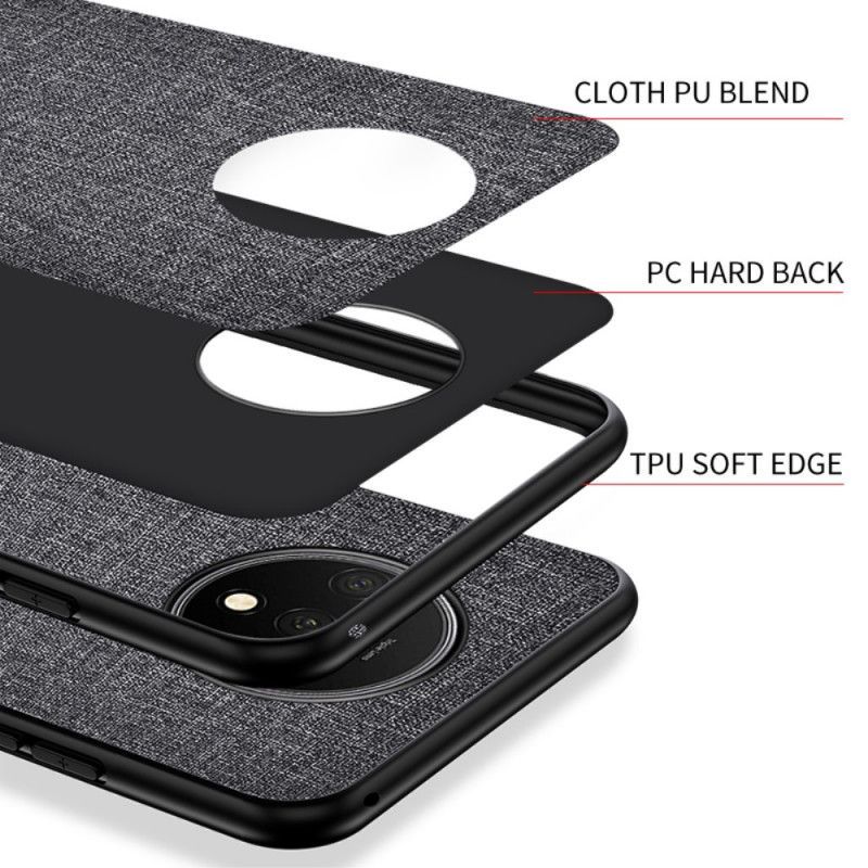 Hoesje OnePlus 7T Grijs Zwart Stof Textuur