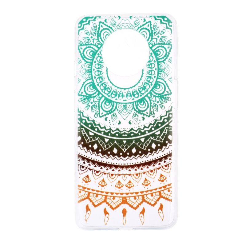 Hoesje OnePlus 7T Groen Transparante Bloemen Mandala