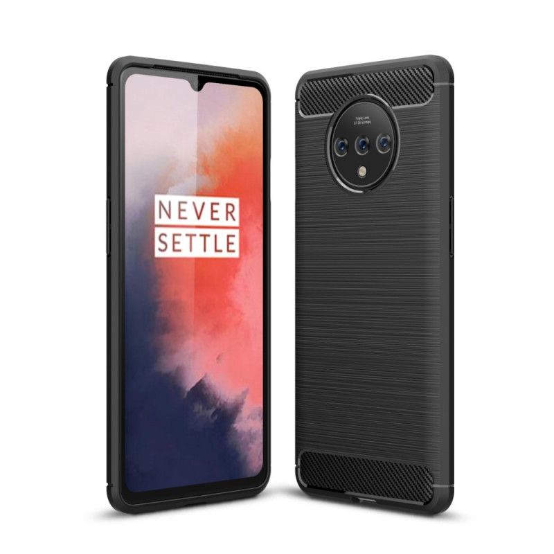 Hoesje OnePlus 7T Rood Zwart Geborsteld Koolstofvezel