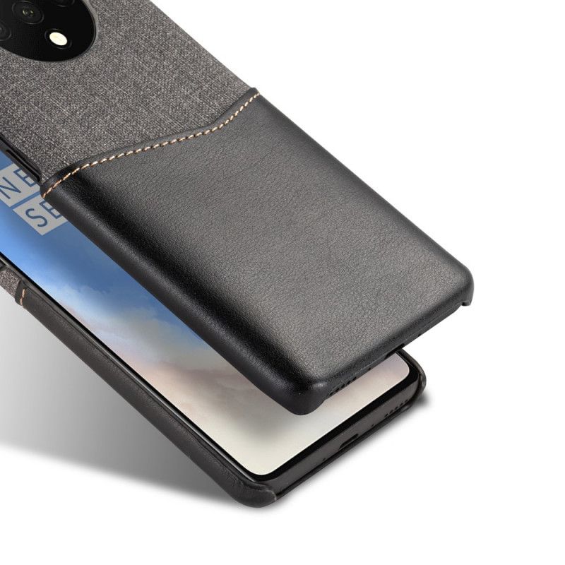Hoesje OnePlus 7T Rood Zwart Stoffen Sleuf