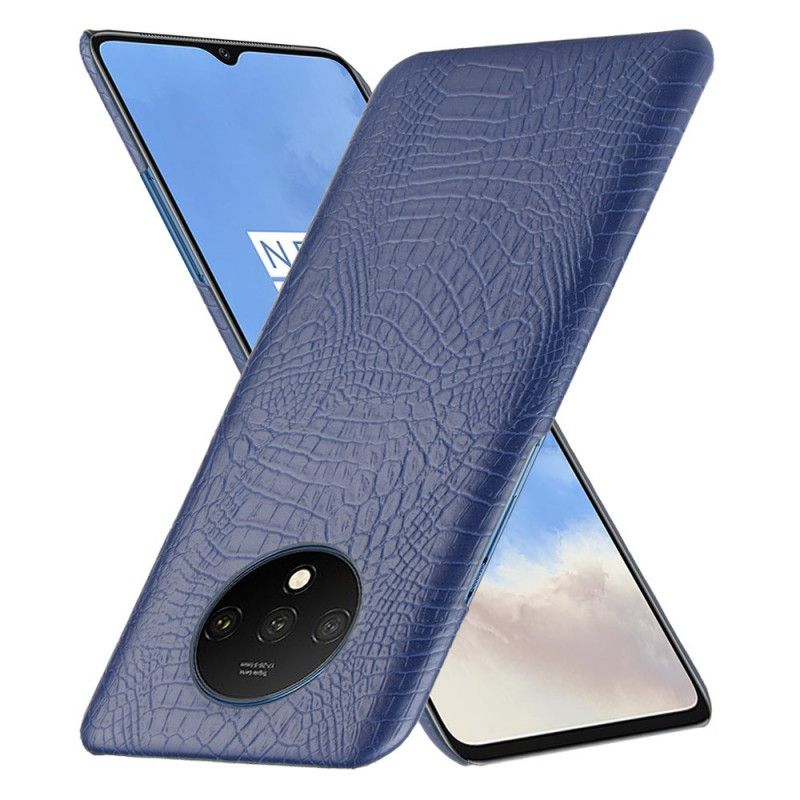Hoesje OnePlus 7T Wit Zwart Effect Van Krokodillenleer