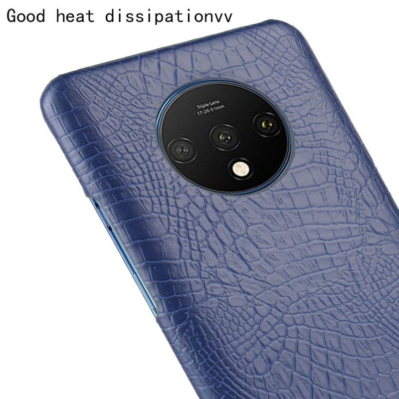Hoesje OnePlus 7T Wit Zwart Effect Van Krokodillenleer