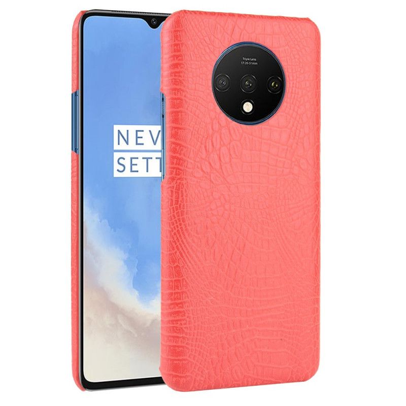 Hoesje OnePlus 7T Wit Zwart Effect Van Krokodillenleer