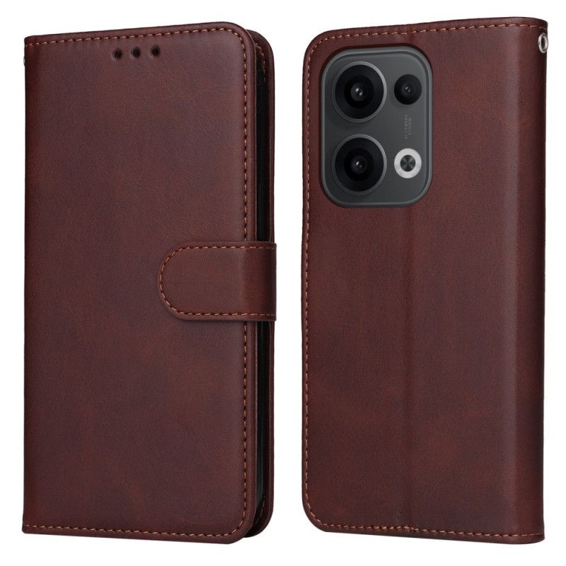 Bescherming Hoesje Oppo Reno 13 5g Effen Leerlook Met Bandje